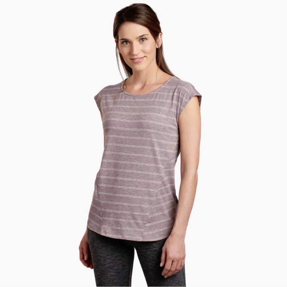 Kuhl Laurel Purple Striped Short Sleeve Top Casual Hiking Mélange Stripe Medium
